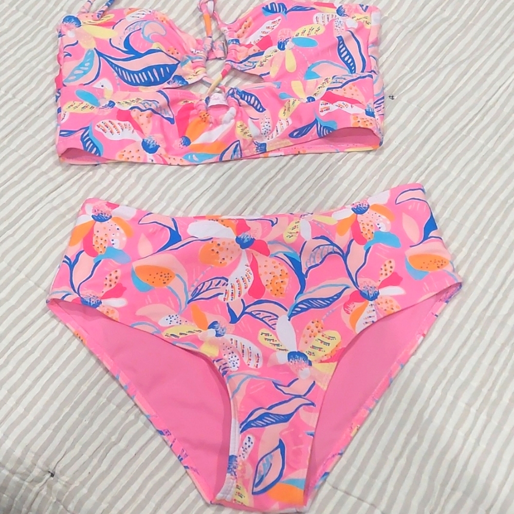 Pink Lily Vibrant Floral Bikini Set